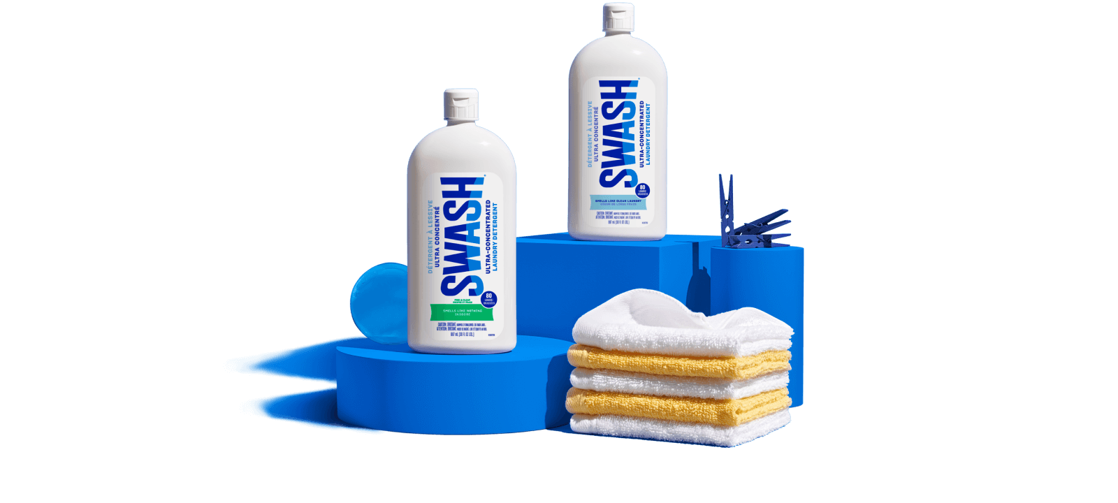 All Swash® Laundry Detergent scents on pedestals with scent cues All Swash® Laundry Detergent scents on pedestals with scent cues