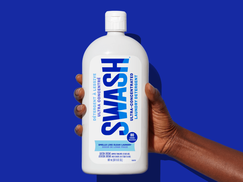 Swash® Laundry Detergent Smells Like Nothing being squeezed Swash® Laundry Detergent Smells Like Nothing being squeezed