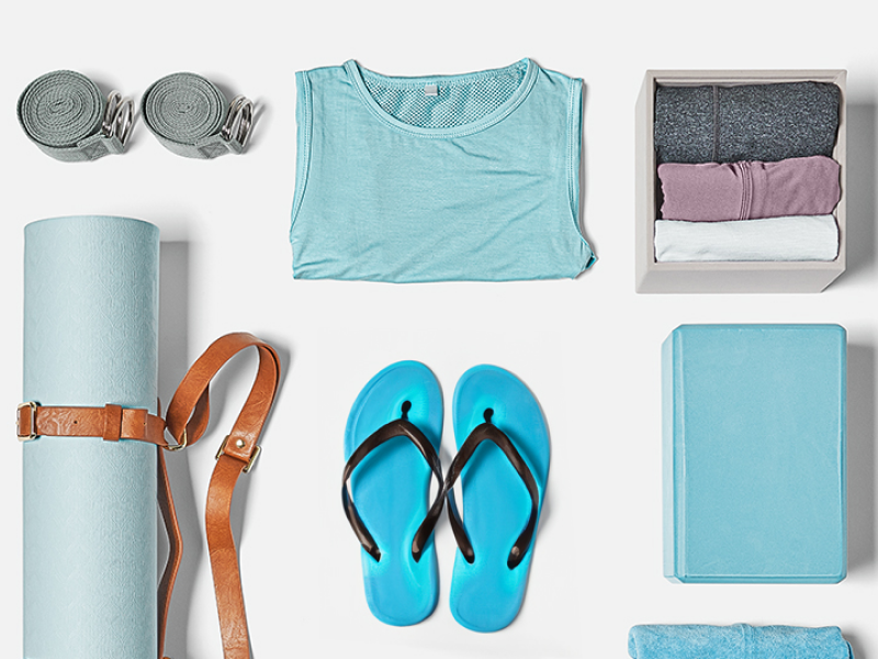 Workout gear laid out neatly on the floor