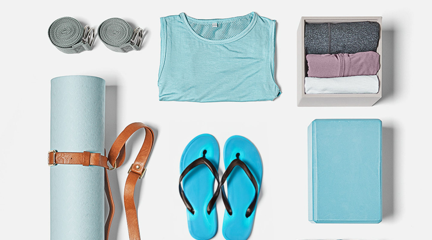 Workout gear laid out neatly on the floor